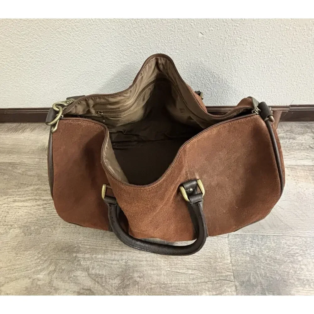 Vintage Marlboro 2003 Guts Grit Gear Brown Suede Leather Duffle Travel Bag RARE